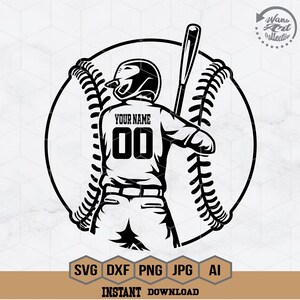 Baseball Player Svg | Personalized it | Baseball Bat Svg | Baseball Dad Svg | Baseball Clipart | Baseball Shirt  | Baseball Stencil | Png