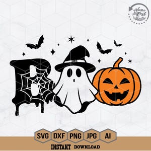 Boo Svg | Spooky Svg | Ghost Svg | Halloween Svg | Trick or Treat Svg | Spider Web Svg | Pumpkin Svg | Bat Svg | Cute Ghost Clipart | Png