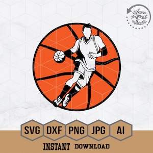 Basketball Player Svg | Basketball Svg | Dribbling the Ball Dxf | Eps Vector Files for Silhouette | Cricut | Cutting Plotter | Png file