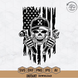 US Skull Mechanic Svg | Mechanic Tools Svg | Repair Tools Svg | Skull Mechanic Svg | Wrench Svg | Skull Svg | Mechanic Shirt | Png Eps Dxf