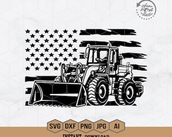 US Bulldozer Svg | Heavy Equipment Svg | Construction Svg | Bulldozer Clipart | Bulldozer Driver Svg | Bulldozer Cut Files | Png Eps Dxf Ai