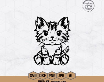 Cute Cat Sitting Svg | Baby Cat Svg | Cute Cat Svg | Baby Kitten Svg | Baby Animal Svg | Pet Lover Svg | Baby Cat Clipart CuttingFile Png Ai