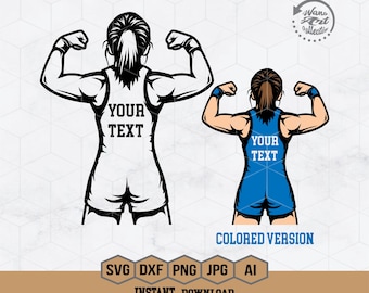 Meisje worstelaar Svg | Worstelen Svg | Vrouwelijke worstelaar Svg | Worstelaar Svg | Worstelteam | Stencil worstelen moeder | Worstelshirt | Png dxf