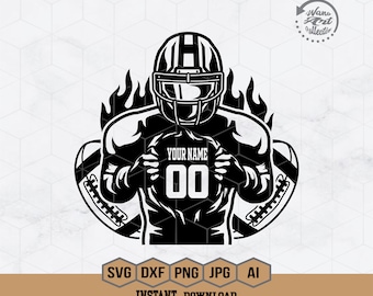 Personalized Name | Football Player Svg | American Football Svg | Football Shirt | Football Season | Football Sublimation Designs | Png Dxf