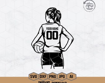Volleyball Svg | Personalized Name | Volleyball Girl Player Svg | Volleyball Player Svg | Volleyball Girl Svg for Cricut Volleyball Team Svg