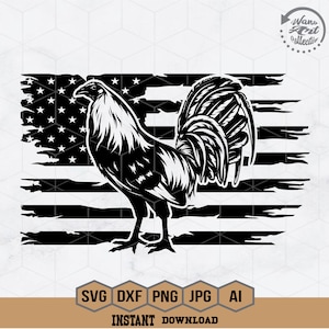US Chicken Rooster Svg | Cockfighting Svg | Rooster Svg | Fighting Rooster Svg | Fighter Chicken Clipart | Cockfighting Cut File | Png Dxf
