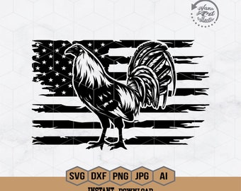 US Chicken Rooster Svg | Cockfighting Svg | Rooster Svg | Fighting Rooster Svg | Fighter Chicken Clipart | Cockfighting Cut File | Png Dxf