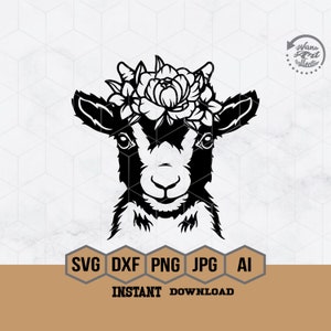 Floral Baby Goat SVG File | Cute Goat Svg | Baby Farm Goat Svg | Farm Goat Svg | Baby Goat Svg | Goat Stencil | Farm Life Svg | Farm Shirt
