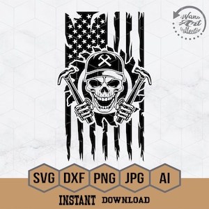 US Carpenter Skull svg | US Carpenter Repair Skull Svg | Repair Tools Svg, Dad Hat Skull Svg, Carpenter Dad svg, Carpenter Clipart, Png