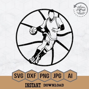 Basketball Player Svg | Basketball Svg | Dribbling the Ball Dxf | Eps Vector Files for Silhouette | Cricut | Cutting Plotter | Png file