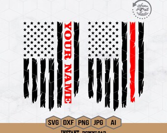 Fire Fighter Flag Svg | Fire Fighter Svg | Red Line Flag Svg | Distressed Fire Fighter Flag Svg | Firefighter US Flag T Shirt | Png Dxf Eps