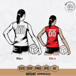 Volleyball Svg | Girls Volleyball Player Svg | Colored Layers | Volleyball Player Svg | Volleyball Girl Svg for Cricut Volleyball Team Svg