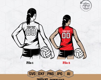 Volleyball Svg | Girls Volleyball Player Svg | Colored Layers | Volleyball Player Svg | Volleyball Girl Svg for Cricut Volleyball Team Svg