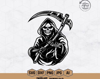 Grim Reaper Svg | Skeleton Reaper Svg |  | Skull Reaper Svg | Halloween Svg | Grim Reaper Decal | Cricut & Silhouette | Printable | Png Dxf