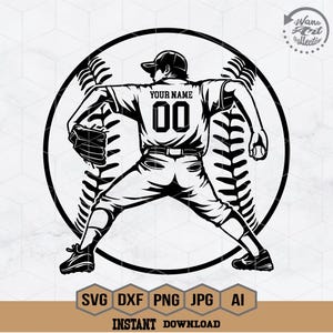 Baseball Pitcher Player Svg | Fastpitch Male Pitcher Svg | Baseball Svg | Baseball Team Svg | Baseball Player Png | Baseball Shirt | Dxf Eps