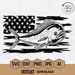 US Mahi mahi Fishing Svg | Mahi Fish Svg | Mahi mahi Fish Svg | Mahi Fish Clipart | USA Mahi Fish Vector | Mahi mahi Cricut