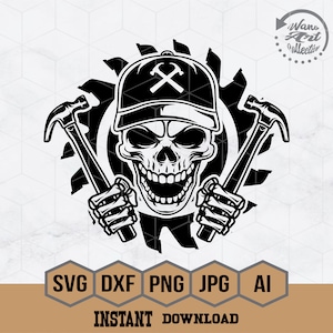 Carpenter Skull svg | Carpenter Repair Skull Svg | Repair Tools Svg, Dad Hat Skull Svg, Carpenter Dad svg, Carpenter Clipart, Carpenter Png
