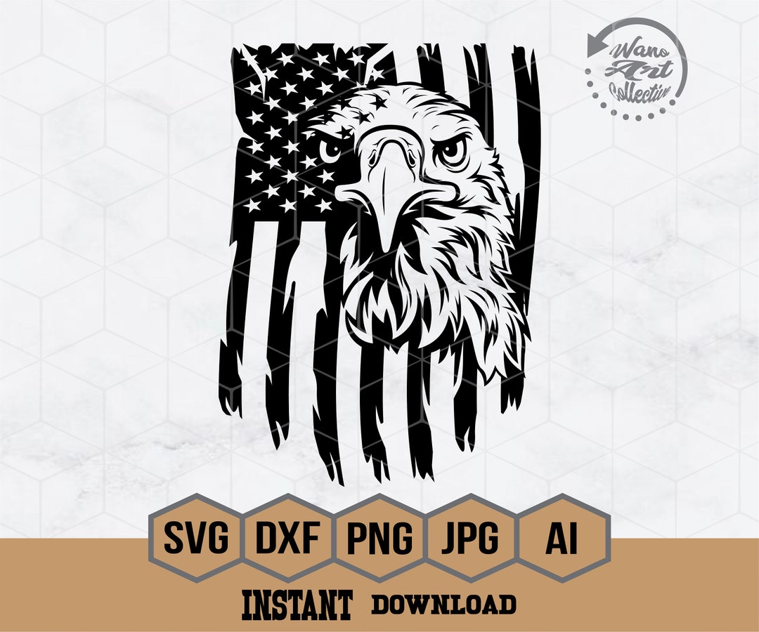 Eagle With Flag Svg | Patriotic Eagle Svg | Eagle Svg | Distressed Flag ...