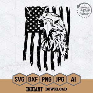 Eagle with Flag Svg | Patriotic Eagle Svg | Eagle Svg | Distressed Flag with Eagle Svg | 4th of July Svg | Bald Eagle Svg | US Patriotic Svg
