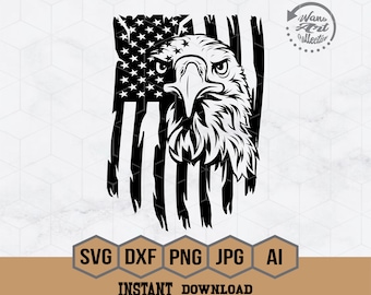 Eagle with Flag Svg | Patriotic Eagle Svg | Eagle Svg | Distressed Flag with Eagle Svg | 4th of July Svg | Bald Eagle Svg | US Patriotic Svg