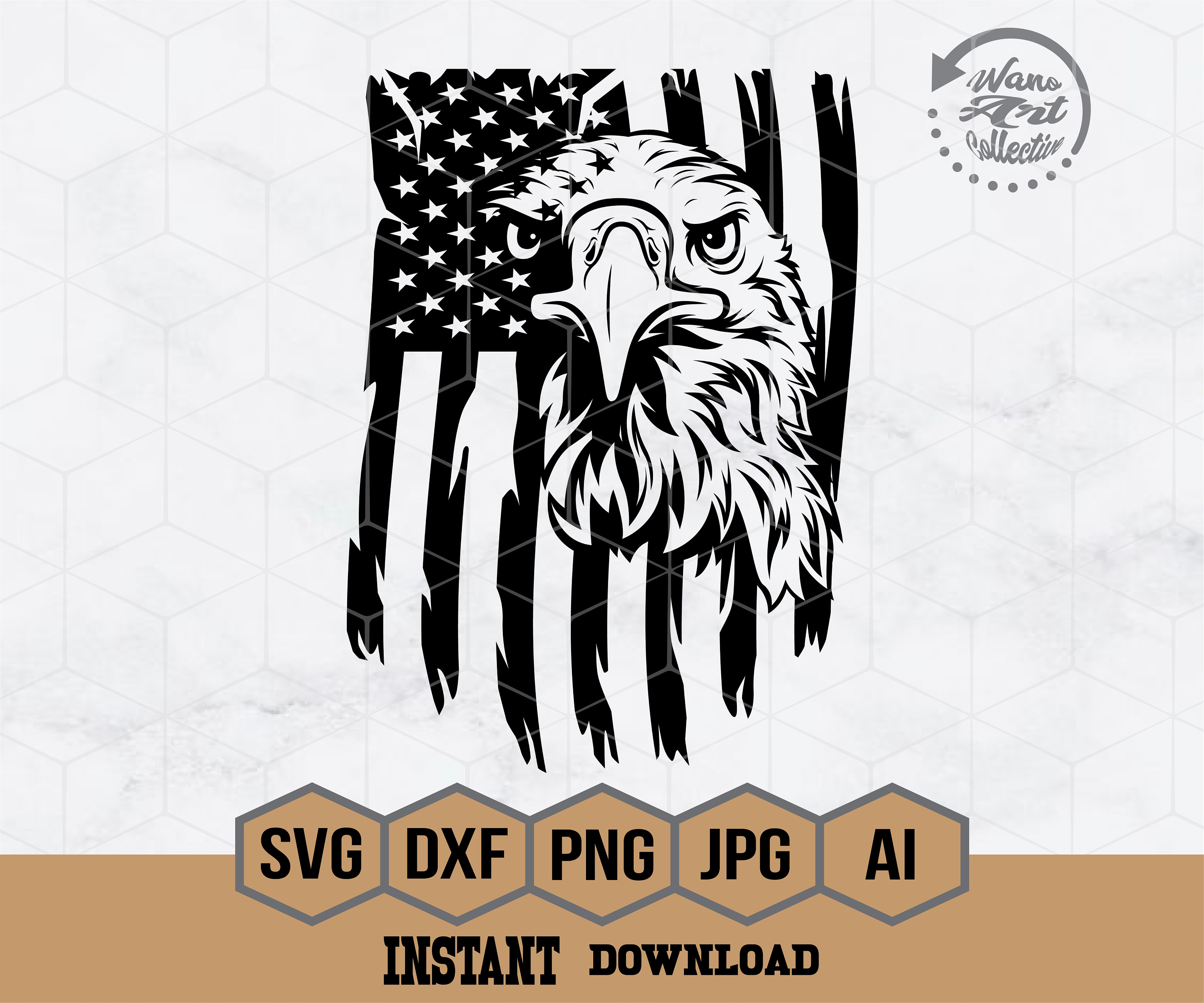 Eagle With Flag Svg | Patriotic Eagle Svg | Eagle Svg | Distressed Flag ...