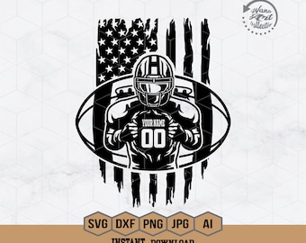 US Football Player Svg | Personalized Name | Football Name Svg | Football Shirt | Football Season | Football Sublimation Designs | Png Dxf