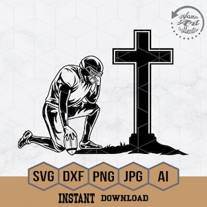 American Football Kneeling At Cross SVG | American Football Player Svg  | American Football Svg, American Football Shirt | Football Svg