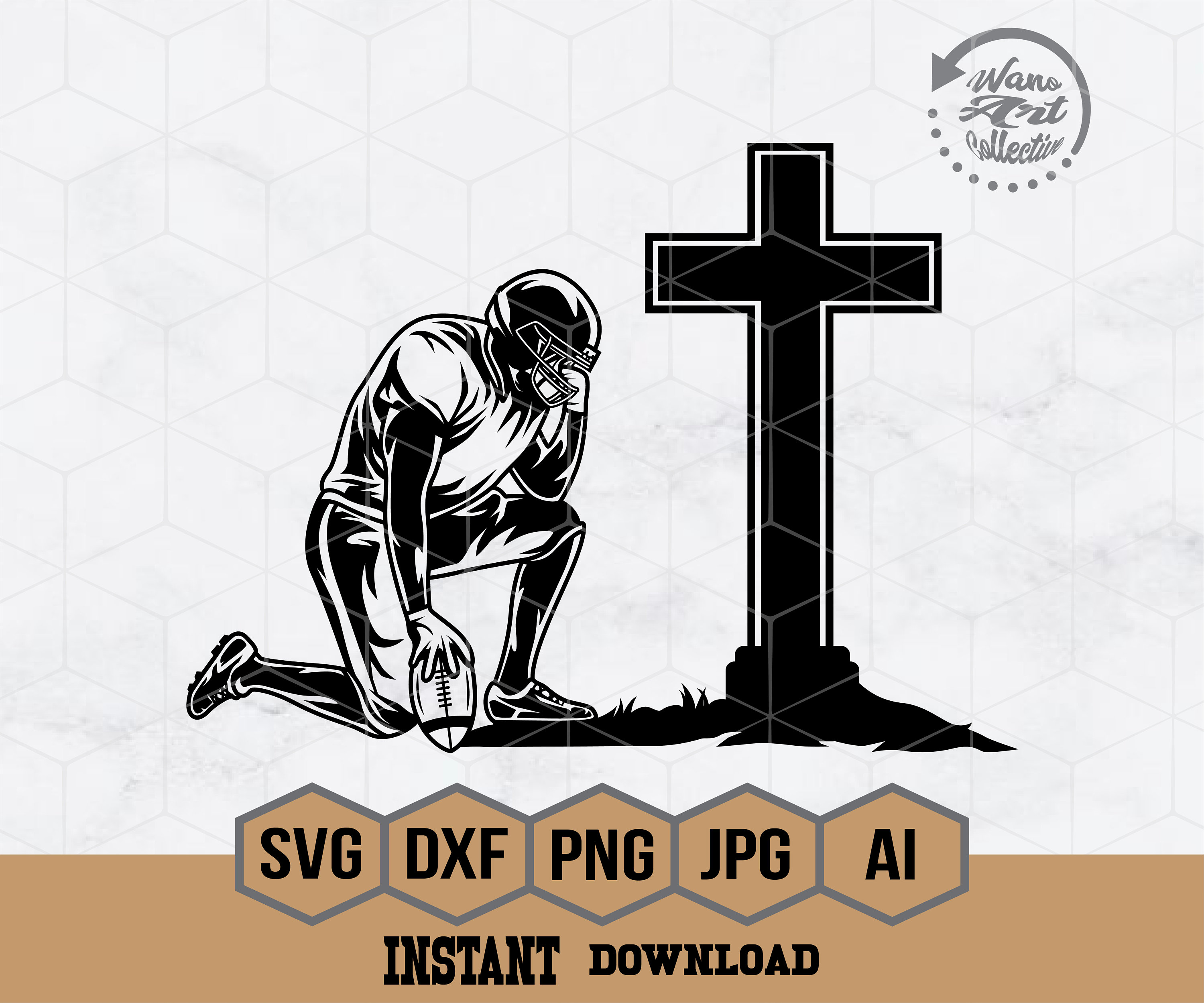 American Football Kneeling at Cross SVG | American Football Player 