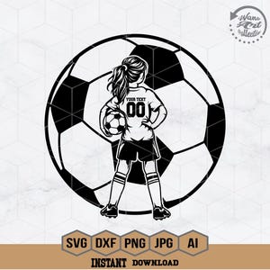 Personalized Name | Soccer Kid Svg | Soccer Girl Svg | Soccer Svg | Soccer Player Svg | Football Png | Soccer Shirt | Png Dxf Eps Ai