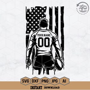 Nombre personalizado / Jugador de rugby Svg / Rugby Svg / Fútbol Svg / Juego de rugby / Clipart de rugby / Papá de rugby Png / Camiseta de rugby / Png Dxf Eps
