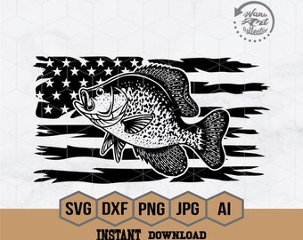 US Crappie Fishing Svg, Fishing Svg, US Crappie Fish Svg, Crappie Clipart, Crappie Cricut, Fishing T-shirt Design, Outdoor Fishing Cut File