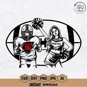 Football Player Svg | Cheerleader Svg | Football Name Svg | Cheer Dance Svg | Football Shirt | Football Season | Cheer Clipart | Png Dxf Eps