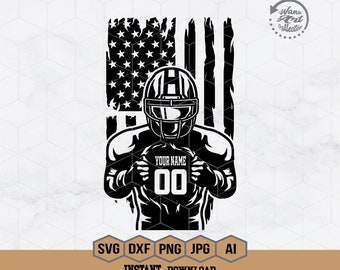 US Football Player Svg | Personalized Name | Football Team Svg | Football Shirt | Football Decals | Football Sublimation Designs | Png Dxf