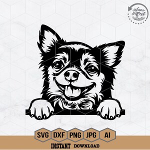 Chihuahua SVG | Uroczy Chihuahua SVG | Chihuahua Peeking SVG | Najmniejsza rasa psa SVG | Clipart Peeking Dog | Koszulka dla miłośników psów | Png Dxf Eps