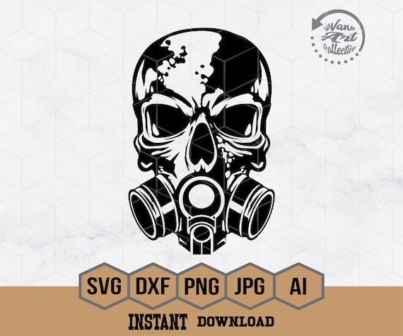 Skull Gas Mask SVG | Biohazard SVG | Gothic T-shirt Tattoo Decal