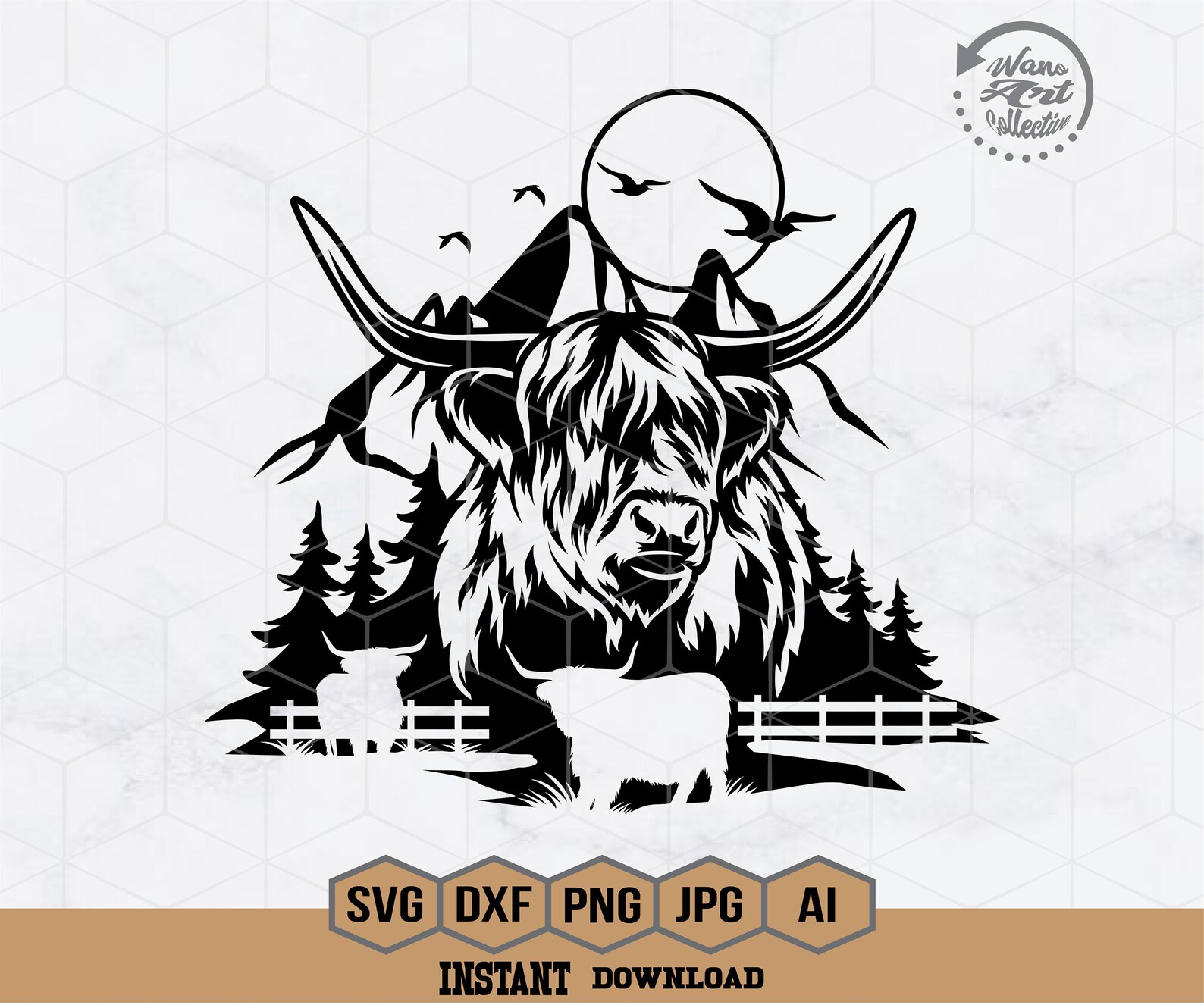 Highland Cow Scene Svg Highland Cow Svg Cow Face Svg Cow Svg Cow Scene ...