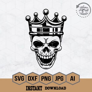 Skull with Crown Svg File | Crown Skull Svg | Skull cut file | Queen King Skull Svg | Halloween Svg | Svg Files for Cricut and Silhouette