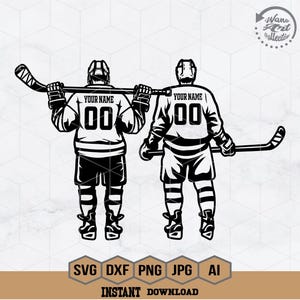 2 Hockeyspieler geschnitten Datei | Eishockey SVG | Amerikanisches Hockeyspieler-Svg | Hockey Schlittschuh Muster | Torwart Clipart | Eishockey Png | Hockey Dad Schnittdatei