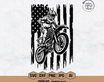US Motocycle Racer geschnitten Datei | Motorcross geschnitten Datei | Dirt Bike Datei | Rennsport | Biker geschnitten Datei | Dirtbike Rahmen | Motocross-Svg-Dateien für Cricut | Png Dxf