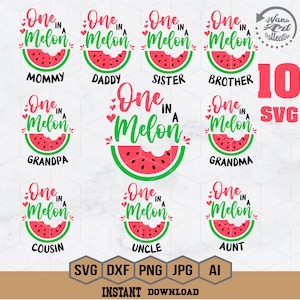 One In A Melon Svg | Watermelon Birthday Svg | Matching Watermelon Birthday Svg | Family One In A Melon Svg | Watermelon Svg | Family Shirt