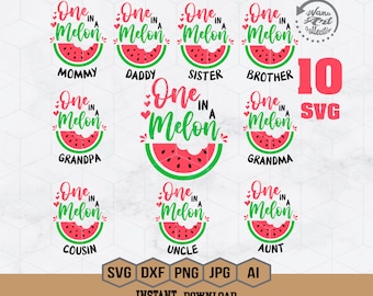 One In A Melon Svg | Watermelon Birthday Svg | Matching Watermelon Birthday Svg | Family One In A Melon Svg | Watermelon Svg | Family Shirt