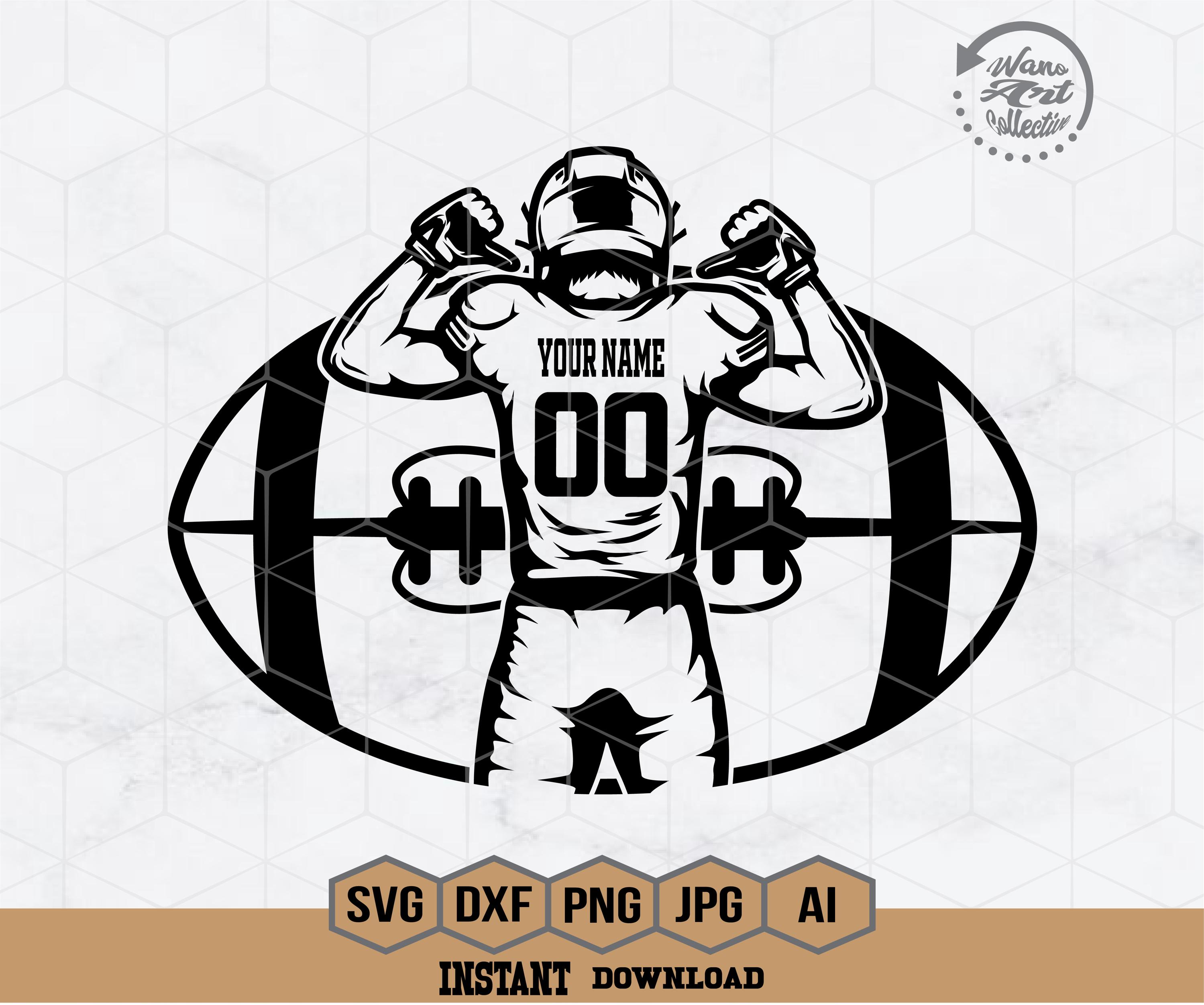 Customizable Football Player Svg | Football Svg | Football Team Svg | Football Shirt | Football Season | Super Bowl Clipart | Png Eps Dxf Ai
