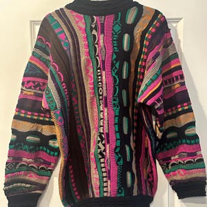 LIKE NEW Vintage COOGI Australia Chunky Knit Sweater Large Multicolor Abstract Geometric Pattern