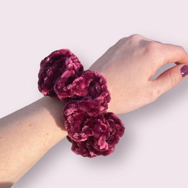 Made to Order I Velvet Scrunchies- Choose Your Color I Handmade I Crochet I Accessories I Great for Gifts