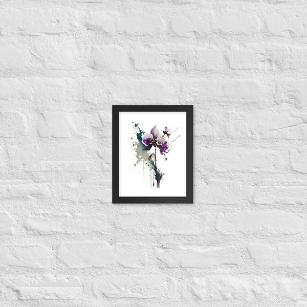 Modern Minimalist Orchid Painting | Clean Lines, Vibrant Colors