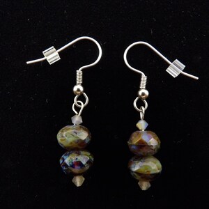 Multi-colored fire-polished Czech glass dangle earrings