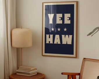 Yeehaw Western Print, Minimalist Cowboy Wall Art (Digital Download)