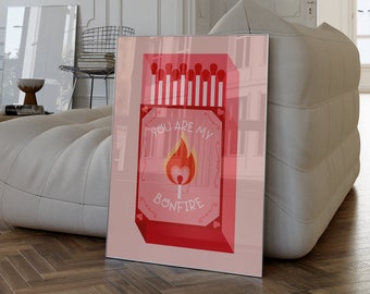 Matchbox Poster, Pink Red Retro Print, Valentine's Day Gift (Digital Download)
