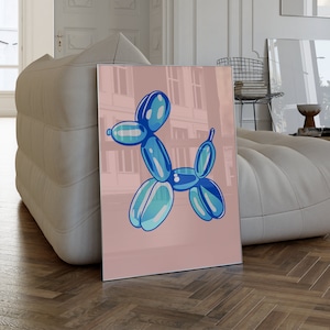 Balloon Dog Pop Art Gallery Print, Funky Modern Aesthetic, Y2K Pet Balloon Sculpture, Maximalist Retro Disco Decor, Hypebeast College Dorm