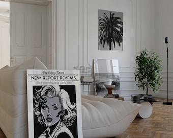 Vintage Marilyn Monroe Pop Art Print | Black & White Home Decor (Digital Download)
